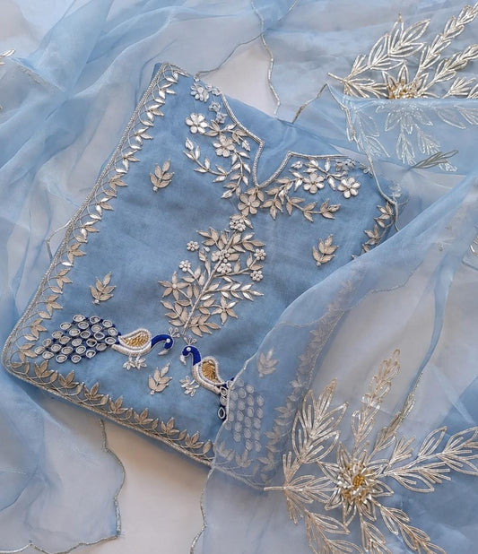 Zardosi on organza suit