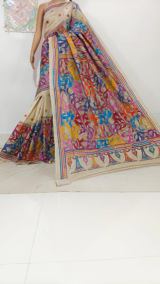Kinshuk |  Pure Tussar Silk Kantha Sarees