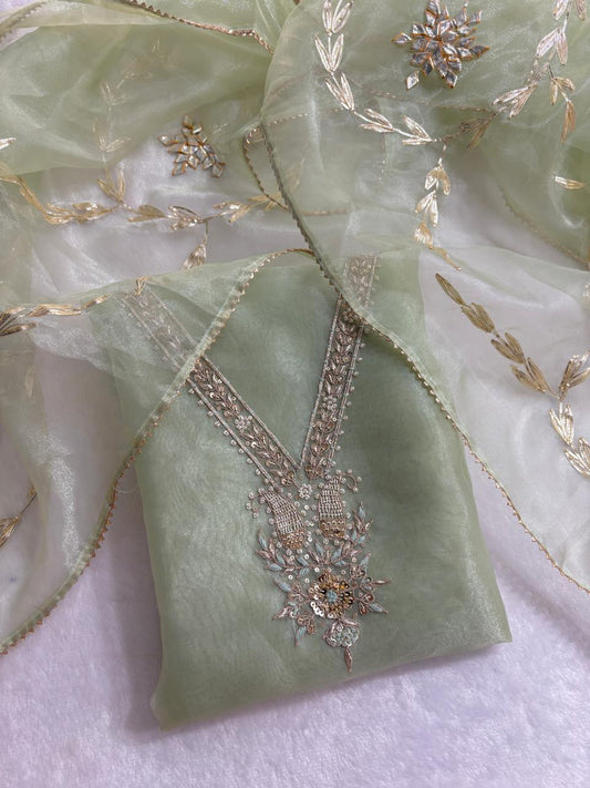 Sailesh | zardosi on organza dress fabric set
