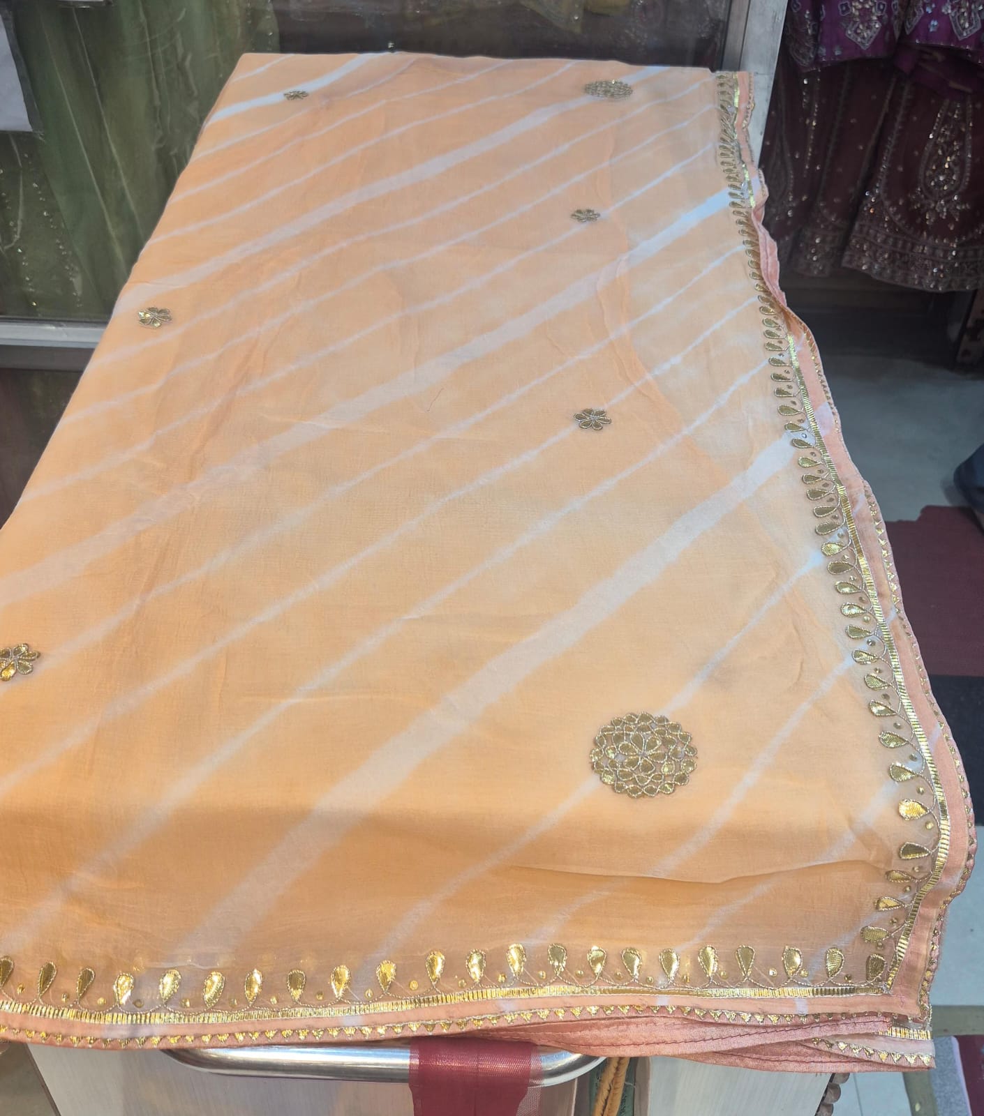 Lehariya on chiffon saree