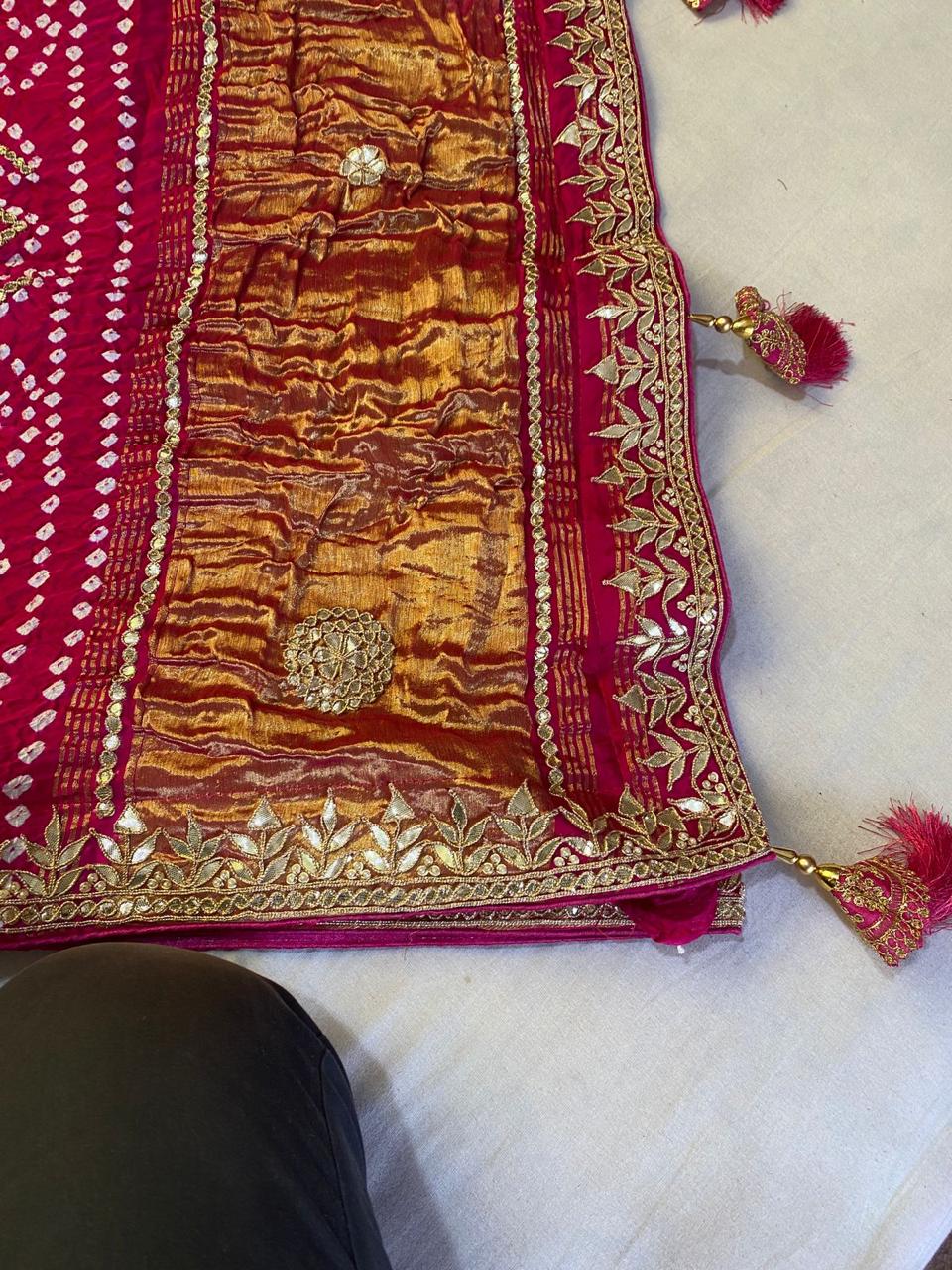 Patik | gota patti on navranga bandhej saree