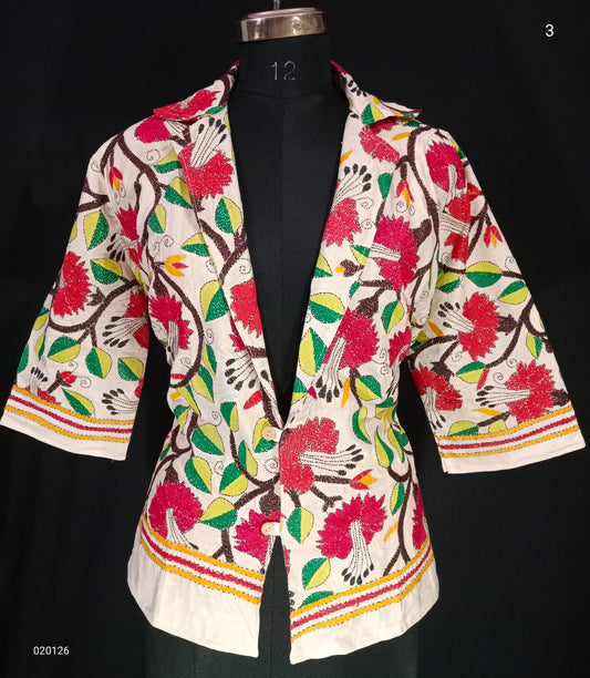 Kash | Kantha on Tussar jacket