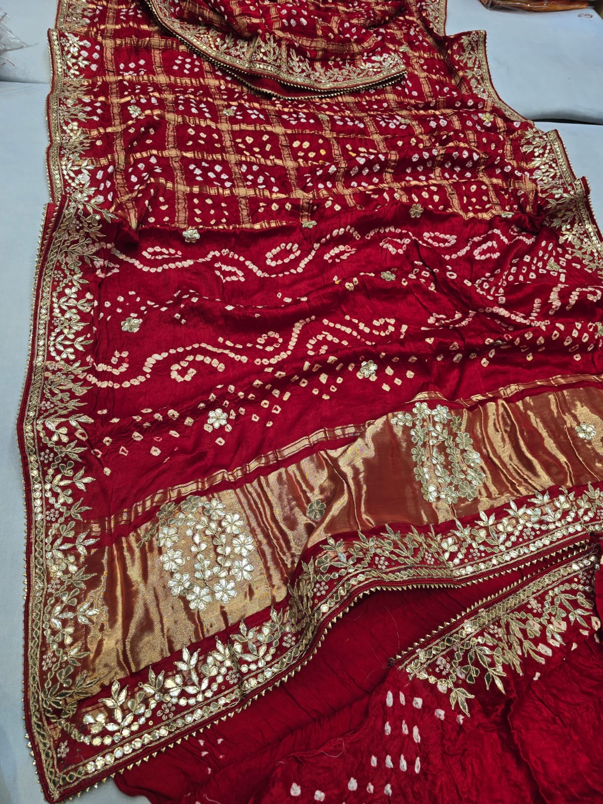 Pathik | gota patti on bandhej saree