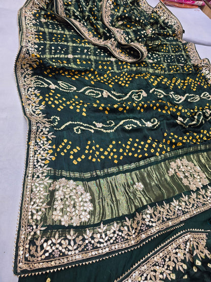 Astik | gota patti on navranga bandhej saree