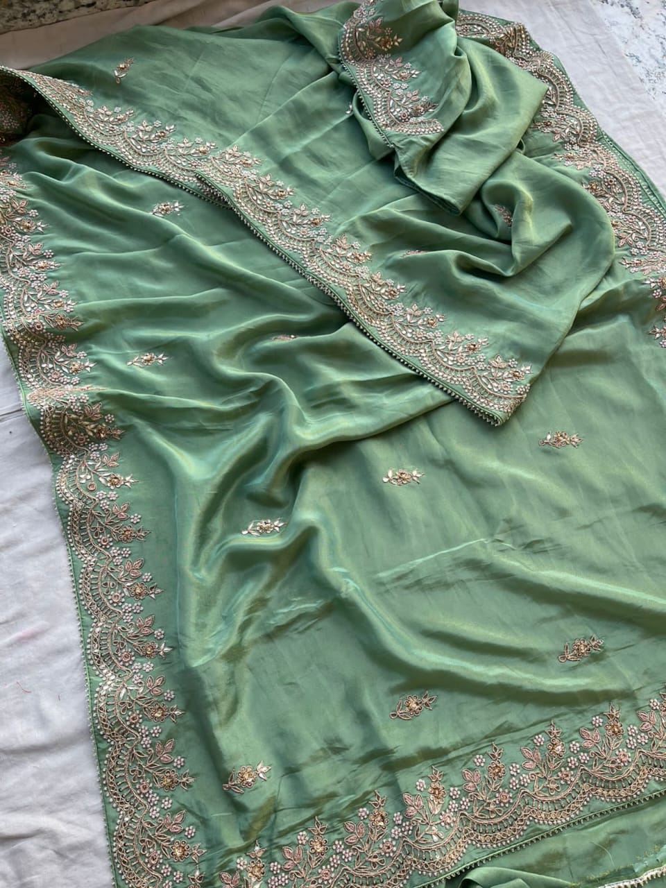 Haara | gota patti & zardozi on cosmos silk