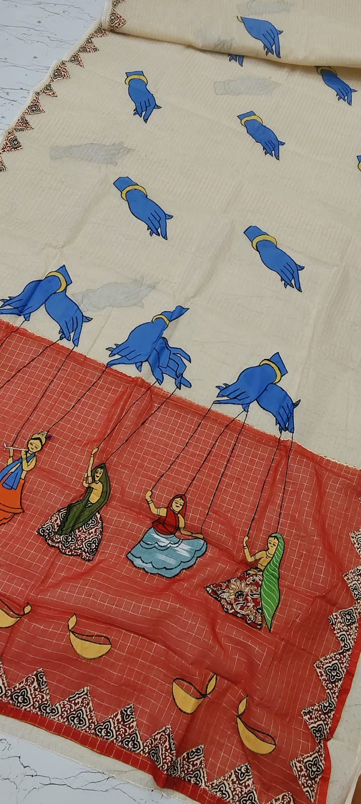Ash | Applique on Dhonekhali tant
