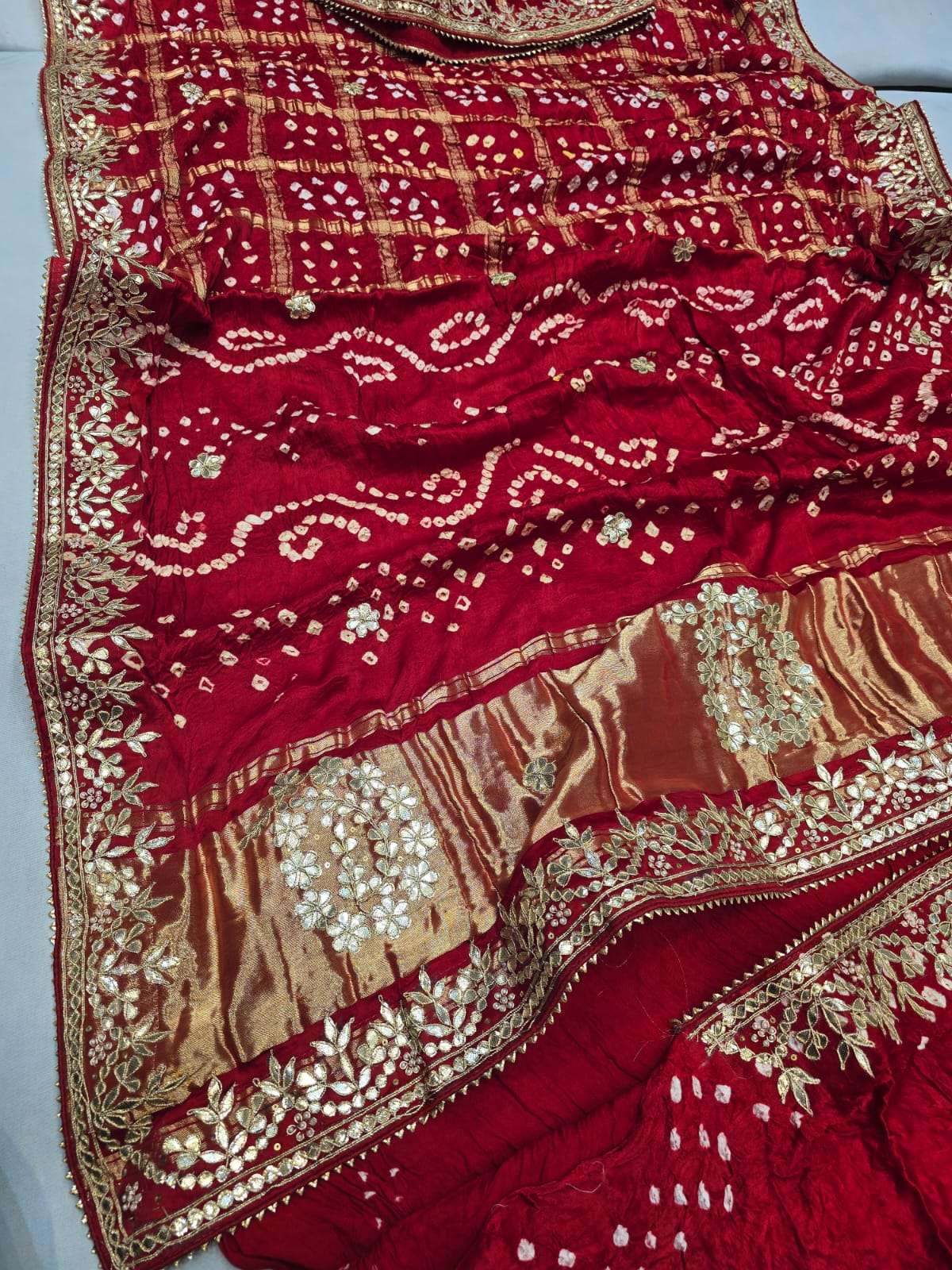 Pathik | gota patti on bandhej saree