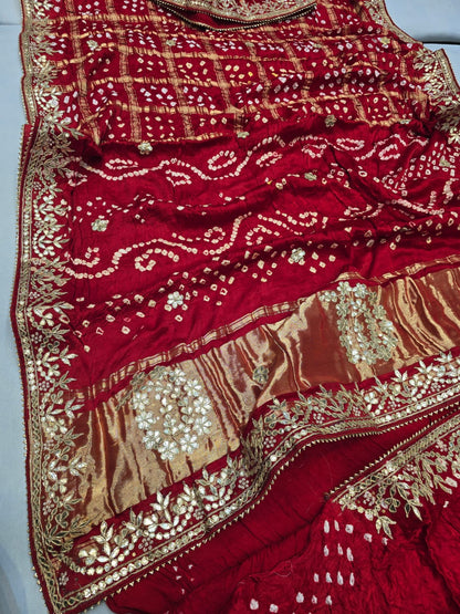 Pathik | gota patti on bandhej saree