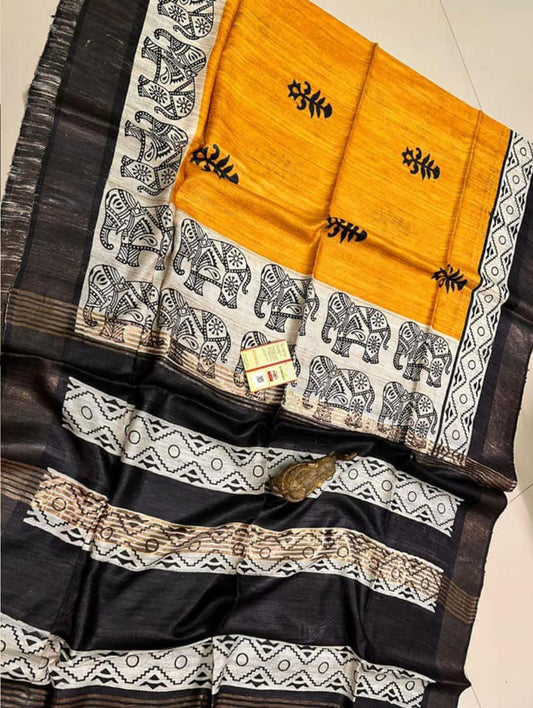 Saransh | screen printed ghicha tussar