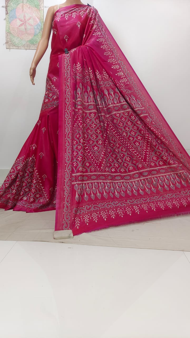 Kantha on blended satin silk