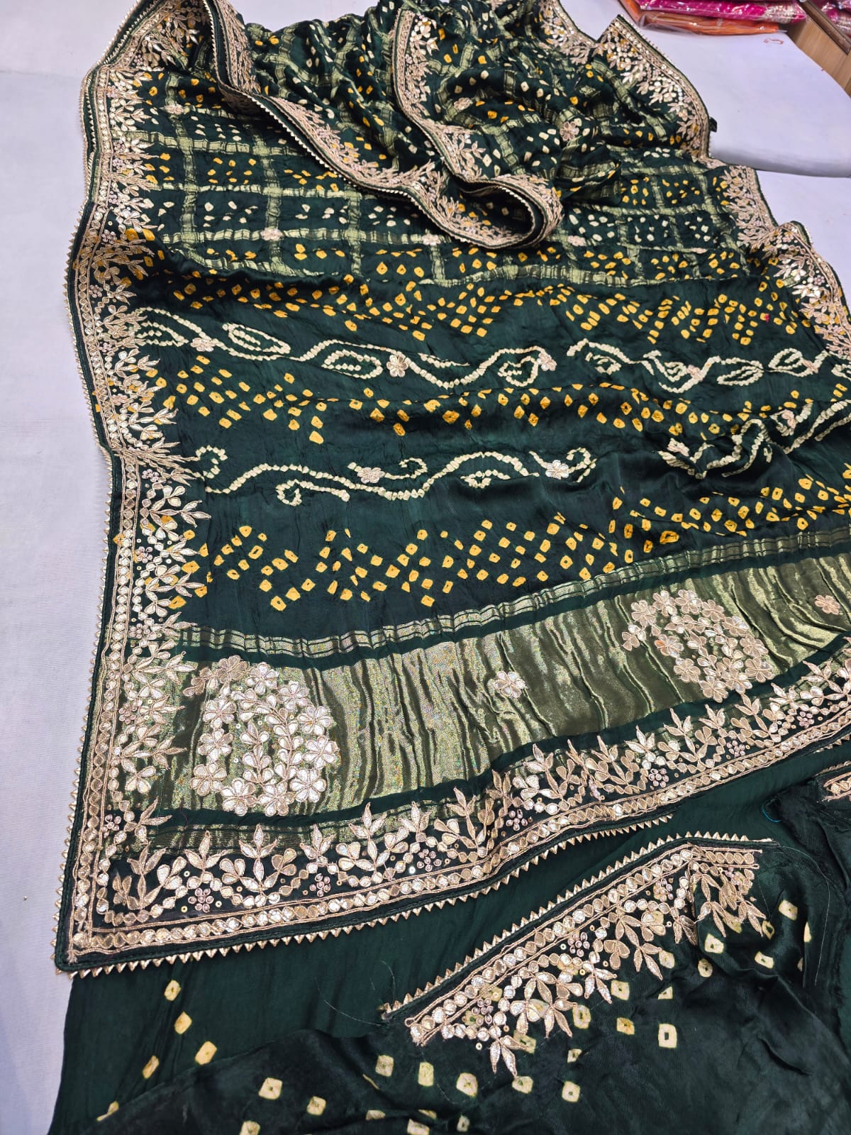 Astik | gota patti on navranga bandhej saree