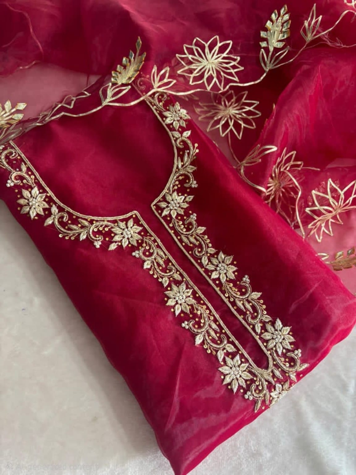 Zardosi on organza suit