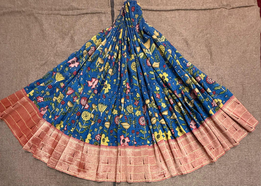 Vamika | kalamkari skirt on teen muniya paithani
