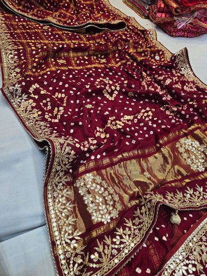 Pankit | gota patti on bandhej saree