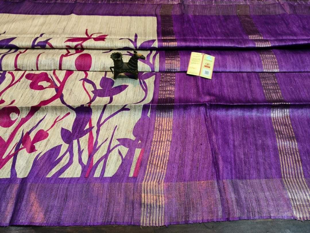 Saranya | screen printed ghicha tussar