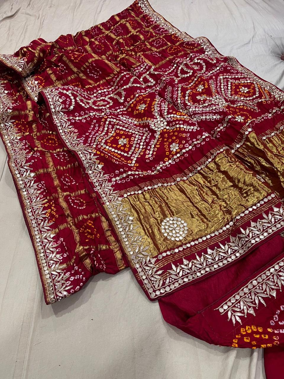 Patik | gota patti on navranga bandhej saree