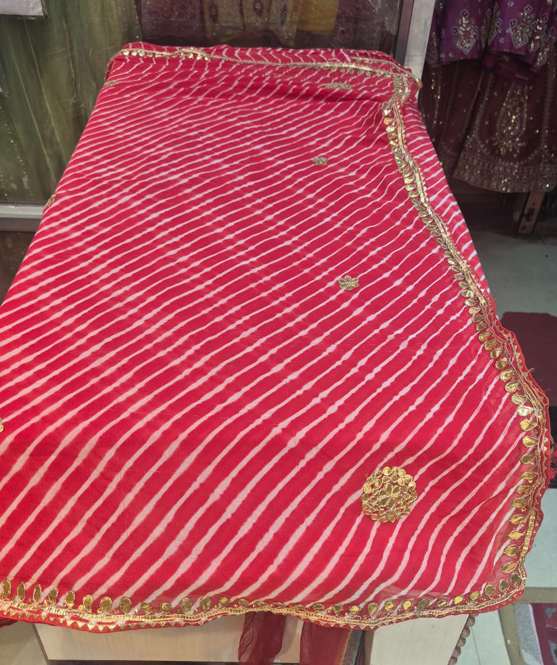 Lehariya on chiffon saree