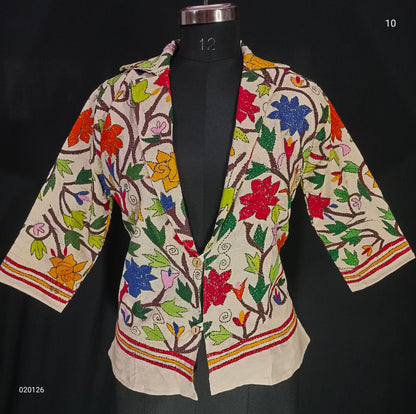 Kasuri | Kantha on Tussar jacket