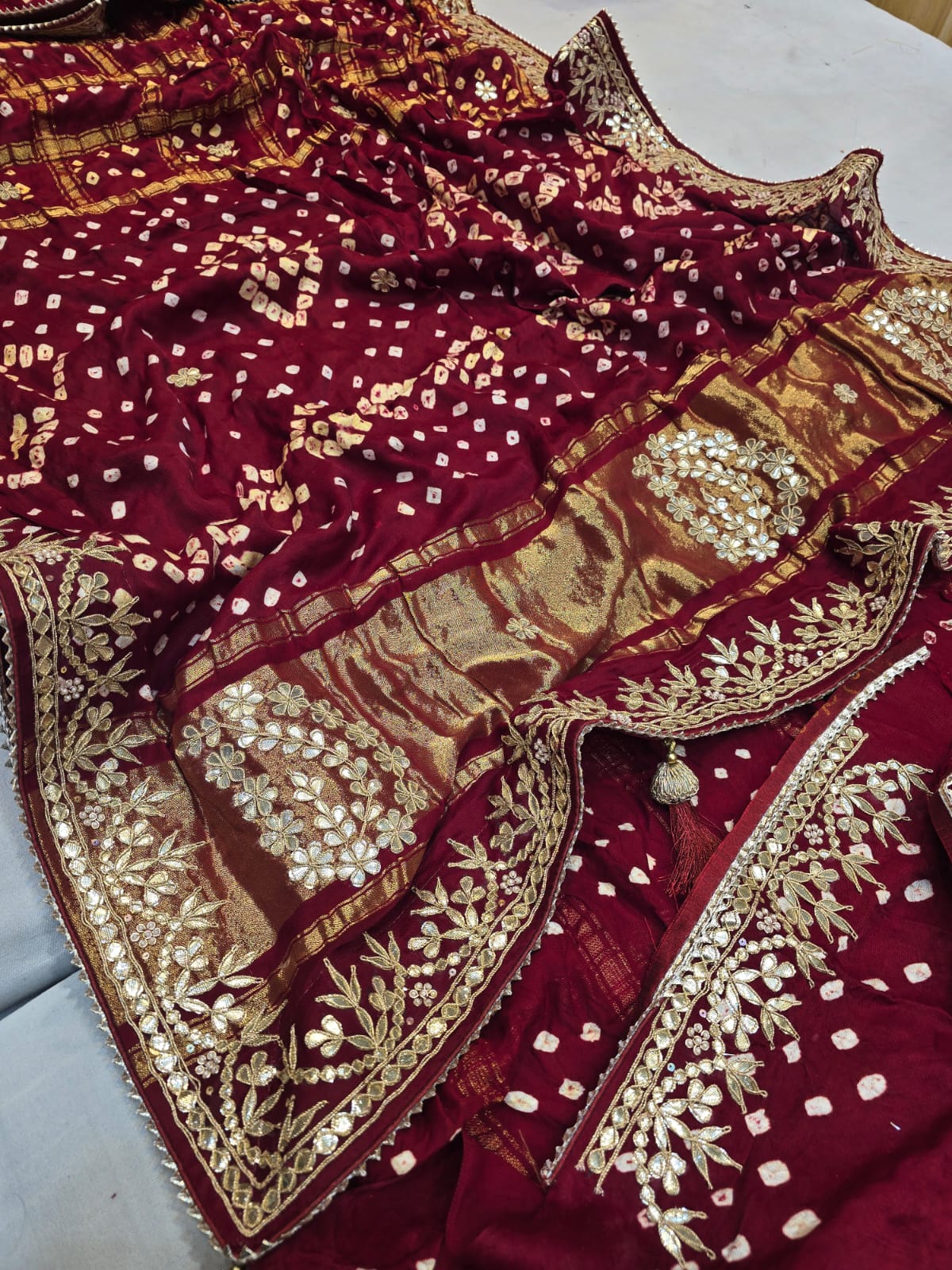 Pankit | gota patti on bandhej saree