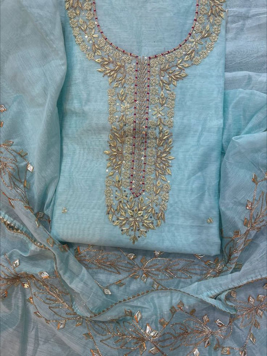 Sailish | zardosi on cotton silk dress fabric set