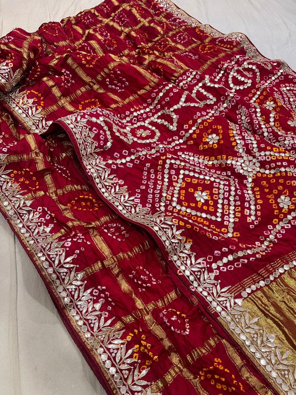 Patik | gota patti on navranga bandhej saree