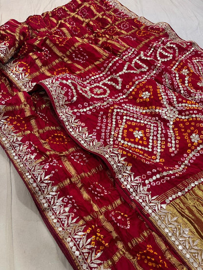 Patik | gota patti on navranga bandhej saree