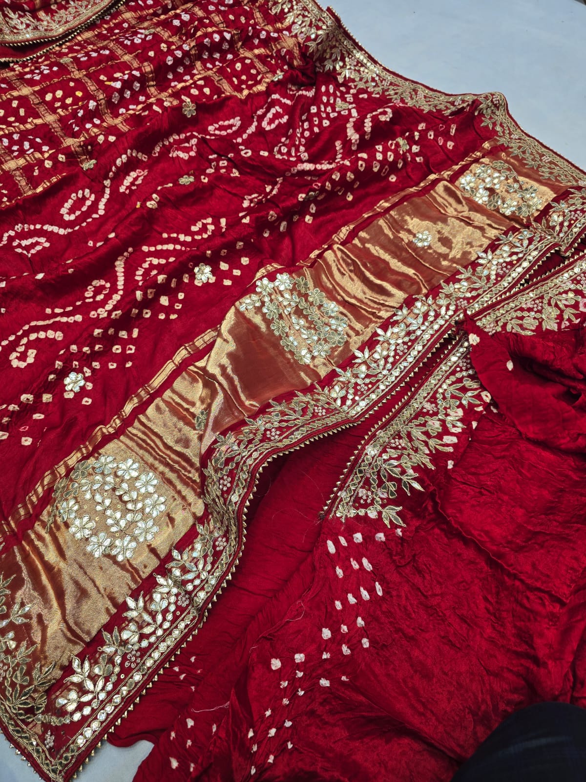 Pathik | gota patti on bandhej saree