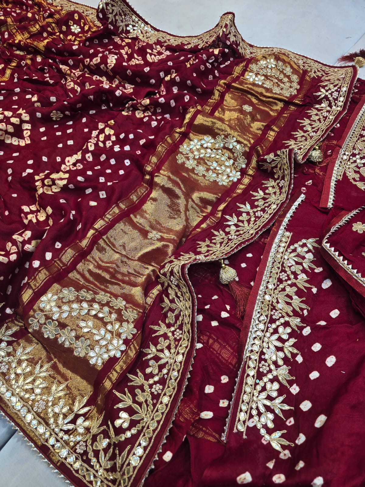 Pankit | gota patti on bandhej saree