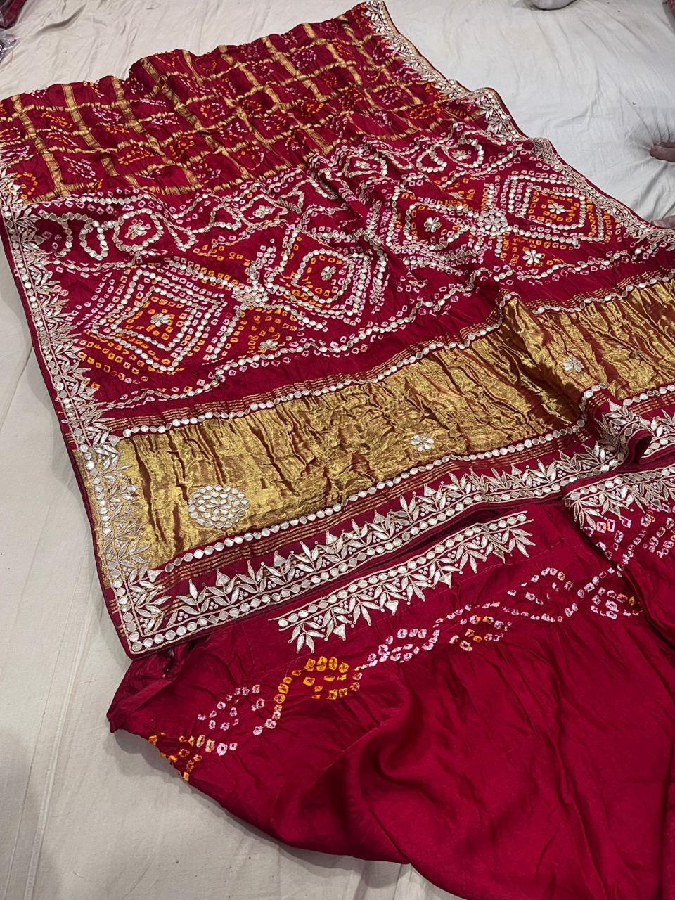 Patik | gota patti on navranga bandhej saree