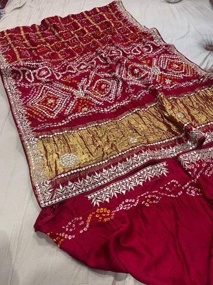 Patik | gota patti on navranga bandhej saree