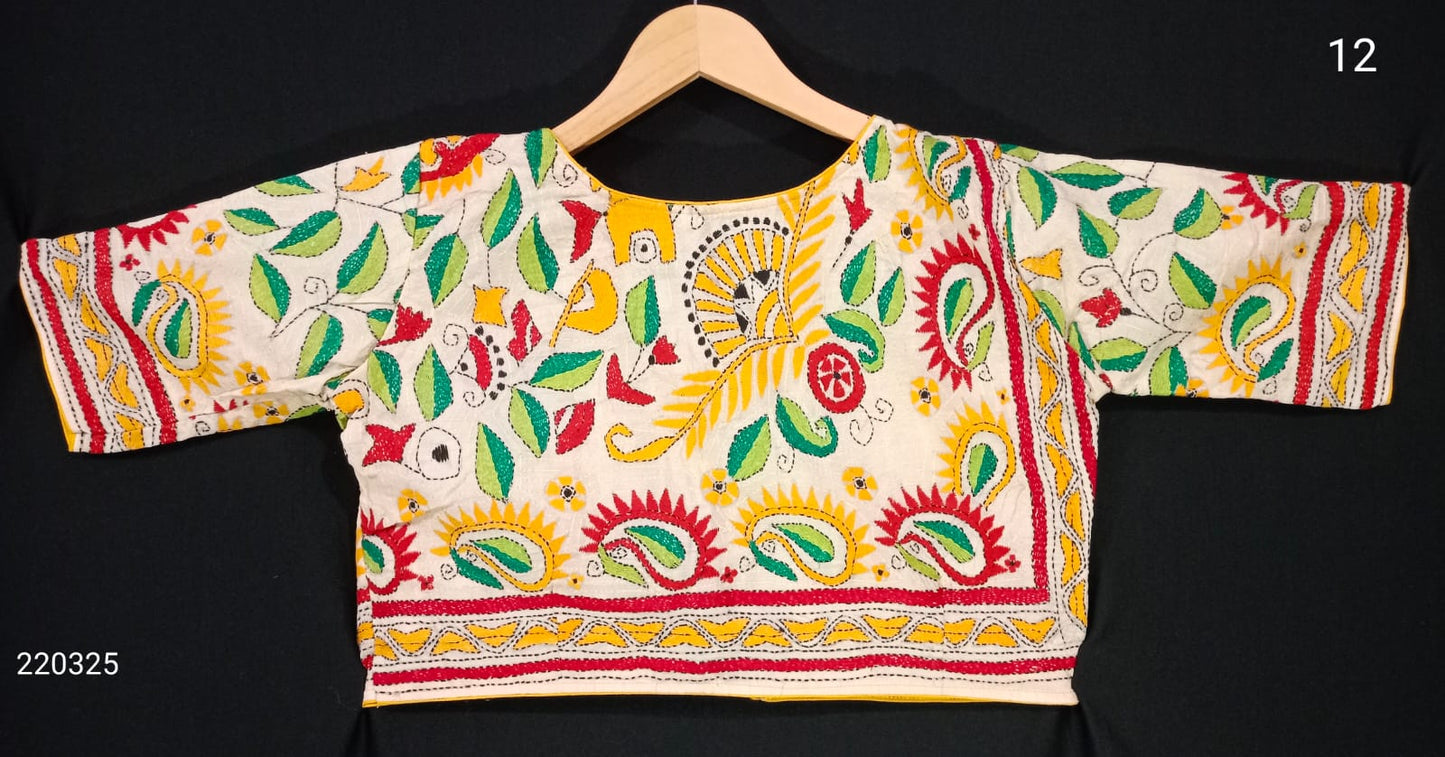 Kasri | Kantha on Tussar blouse