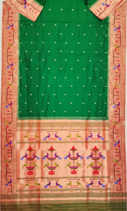 Prisha | Pure silk brocade Paithani saree with peacocks & parrots in border