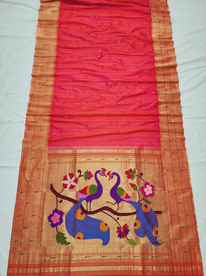 Triple muniya Pure silk paithani