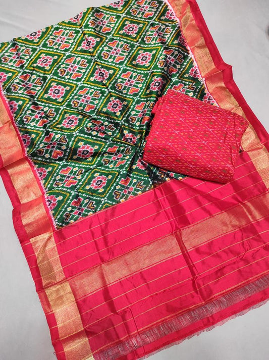 Ikat dress material with pure silk dupatta