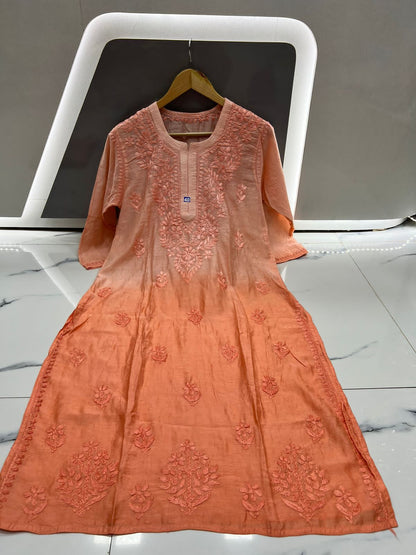 Chanderi dyed kurta