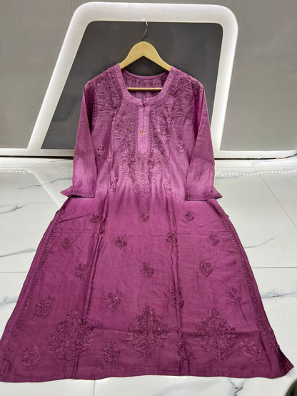 Chanderi dyed kurta