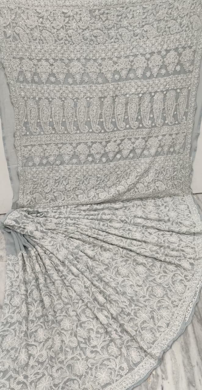 Chikankari jaal saree