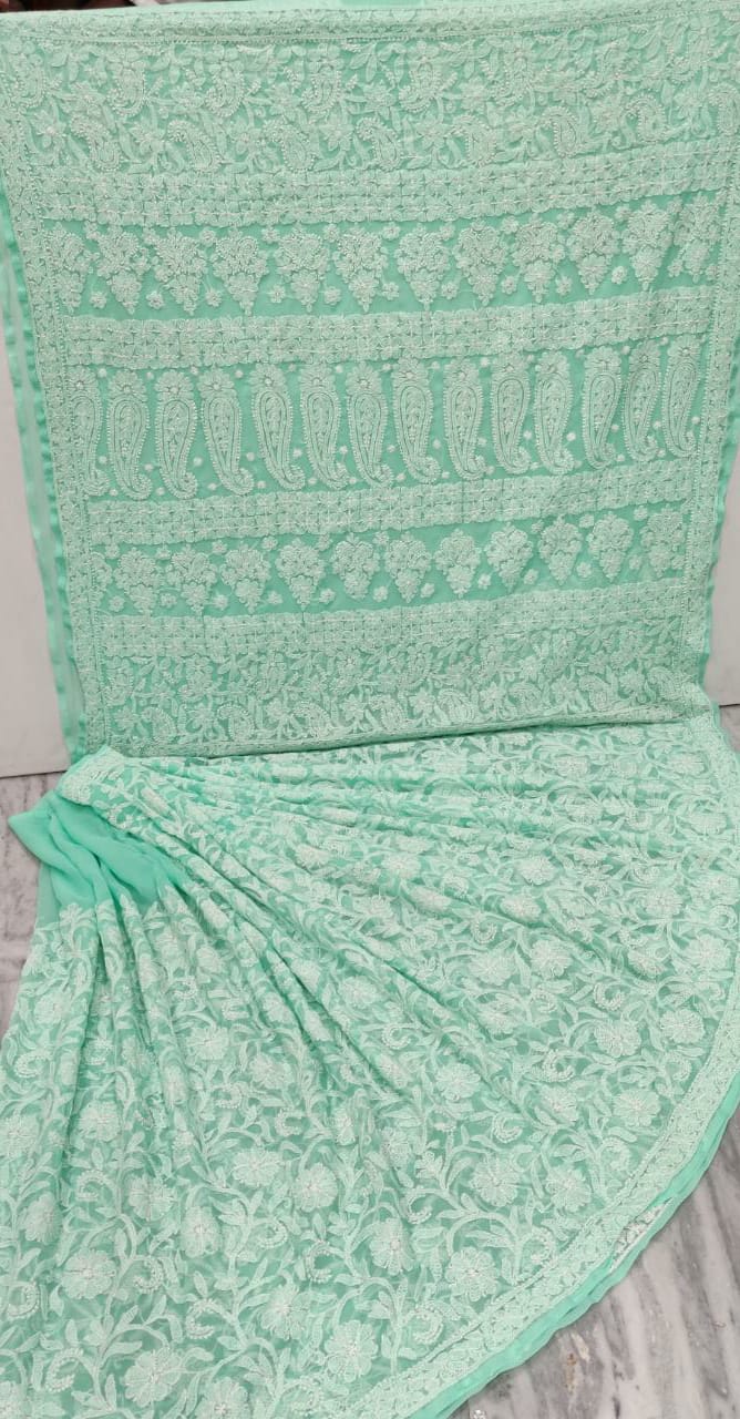 Chikankari jaal saree