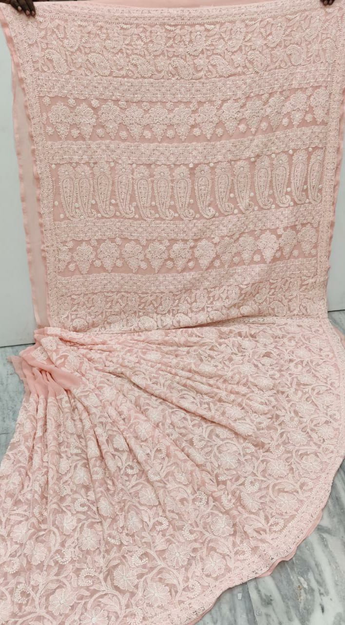 Chikankari jaal saree