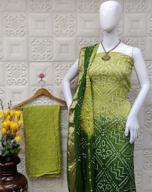 Bandhej cotton dress material with diamond pattern