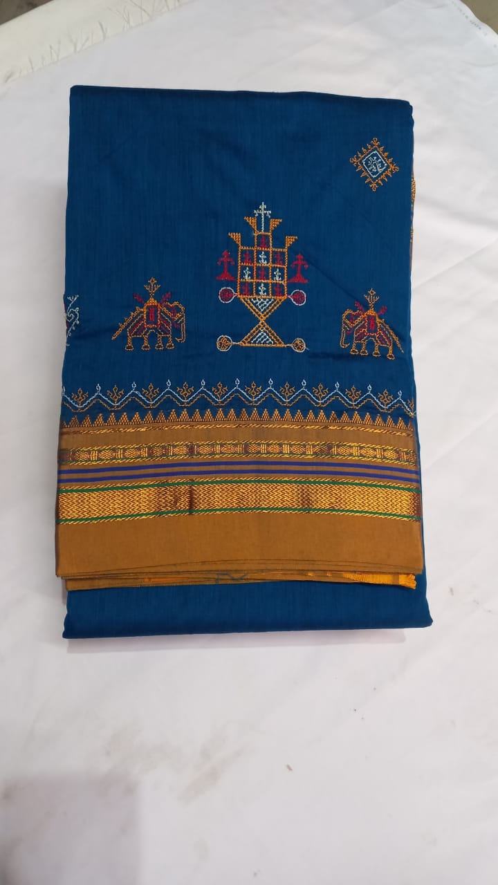 Silkal - JUST ₹2,520 SHOP NOW https://bit.ly/2ZTEi6n This is Silk by Cotton  saree. This Ilkal Kasuti work saree from Ilkal town has embroidered in the  machine. This embroidered work is done with