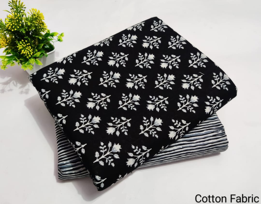 Fir Leaf | Cotton block printed fabric sets in Leaf print