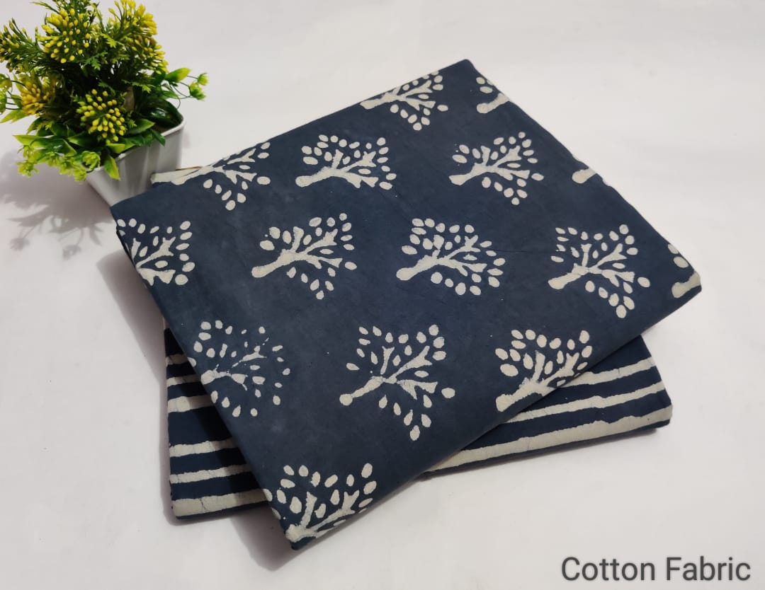 Banyan  | Cotton block printed fabric sets in Tree print