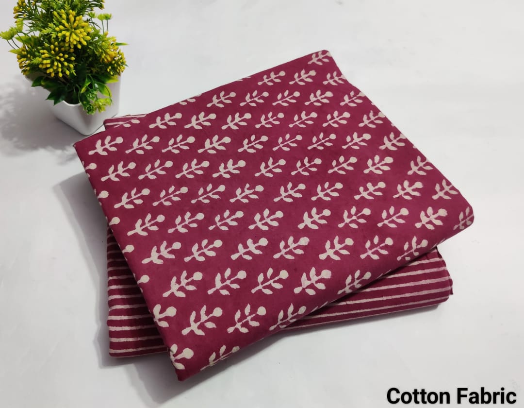 Fir Leaf | Cotton block printed fabric sets in Leaf print