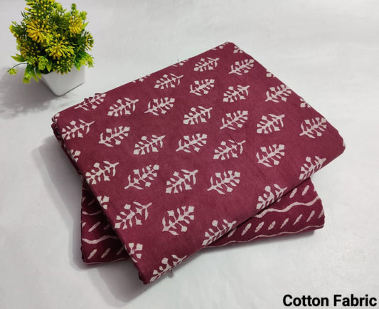 Fir Leaf | Cotton block printed fabric sets in Leaf print