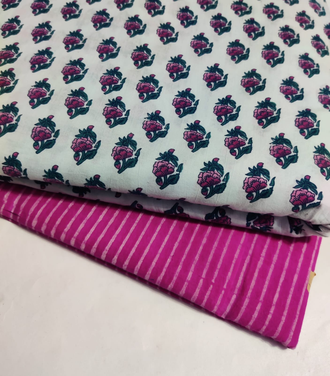 Press  | Cotton block printed fabric sets in floral traditional prints