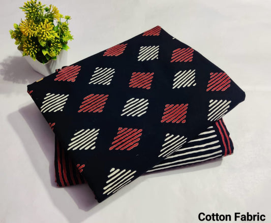 Rhombus  | Cotton block printed fabric sets in geometric print