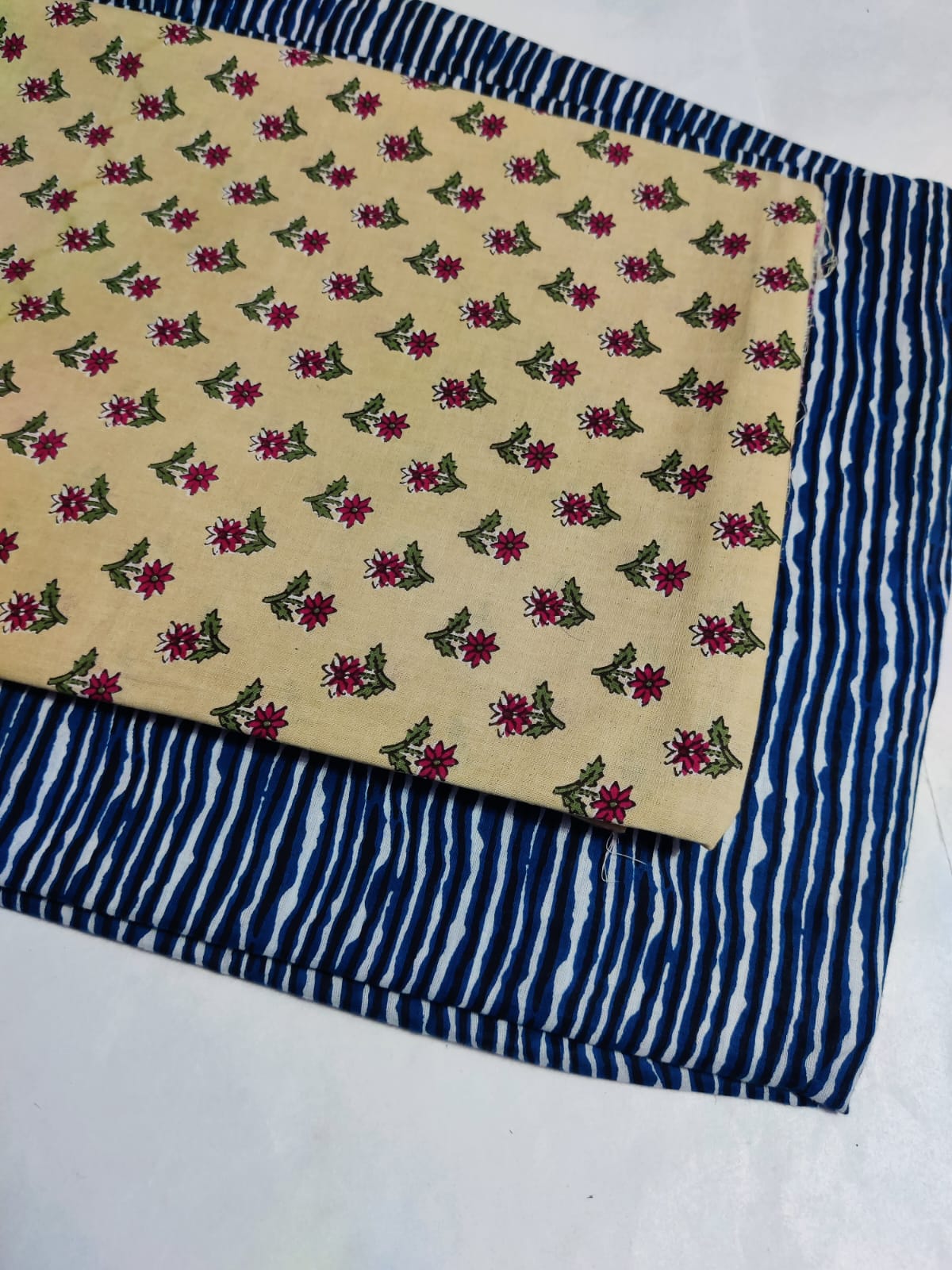 Press  | Cotton block printed fabric sets in floral traditional prints