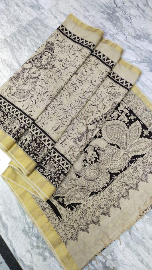 Kalahasti | Mangalgiri cotton sarees with kalamkari work