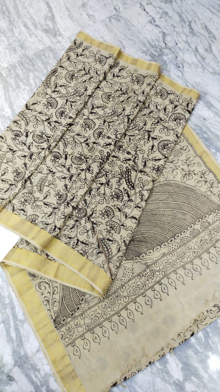 Mangalgiri Silk Kalamkari Printed Saree